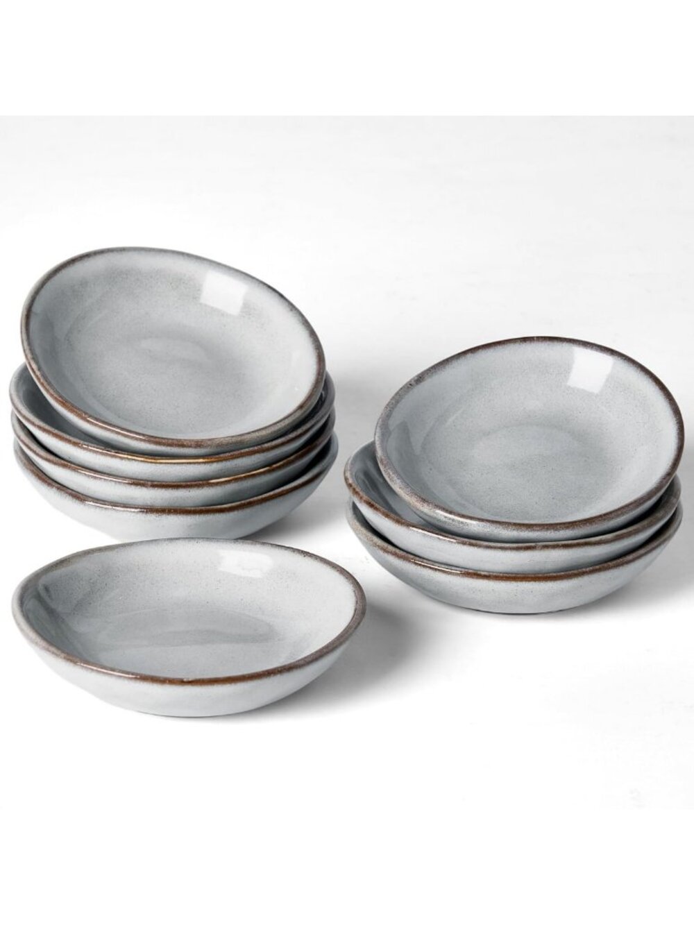 Ceramic Soy Sauce Dipping Bowls Set of 8, 2.1oz Gray Condiment Dishes